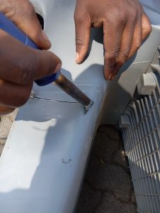 repairing cracks in plastic retail trolleys
