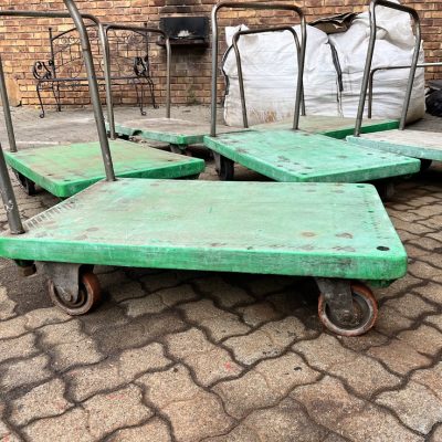 pictures of green dolly trolleys before repairs